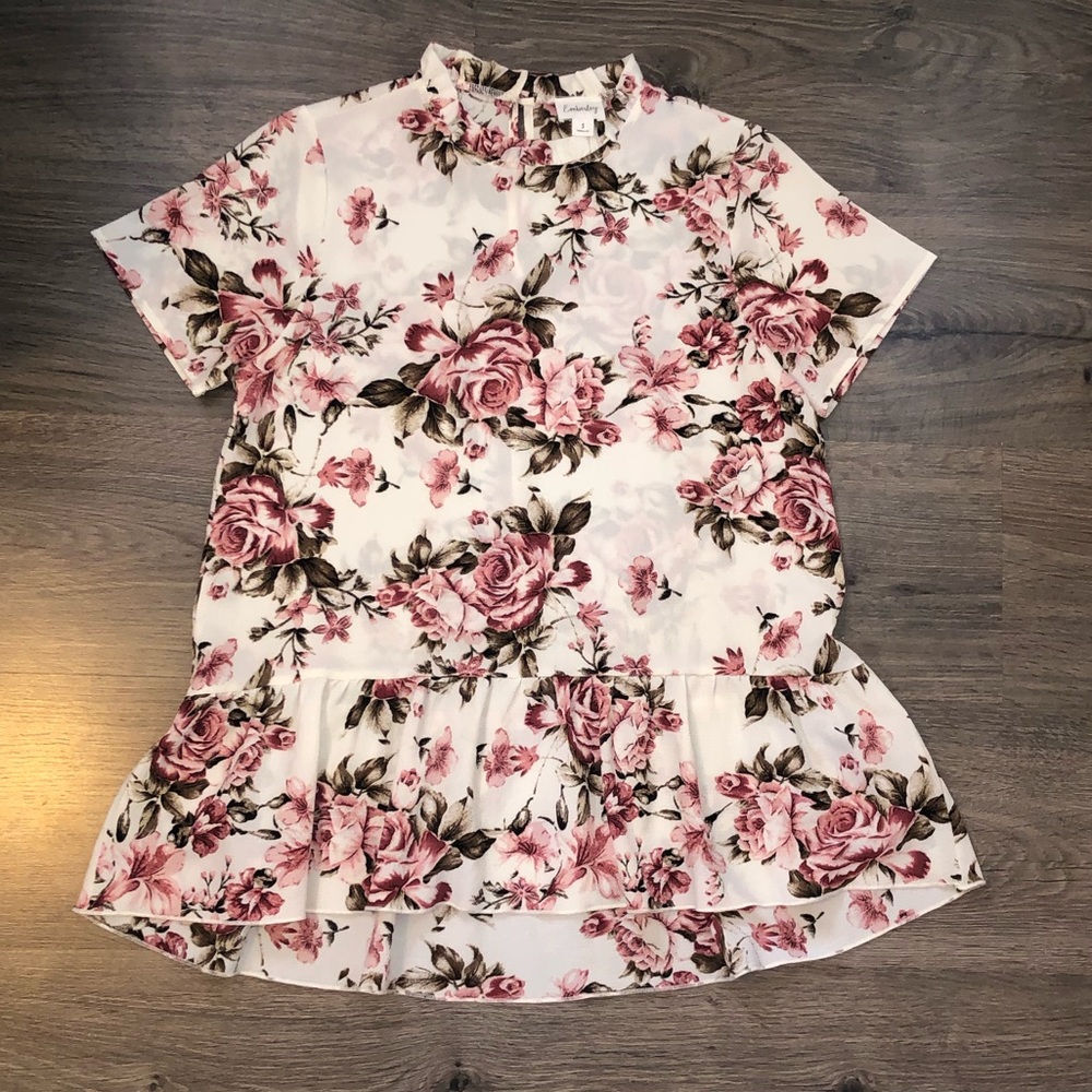 Small floral peplum style shirt